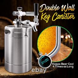 Double Walled System-64Oz Stainless Steel Growler Tap Portable Mini Keg Dispense