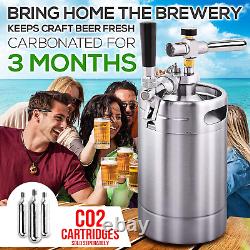 Double Walled System-64Oz Stainless Steel Growler Tap Portable Mini Keg Dispense