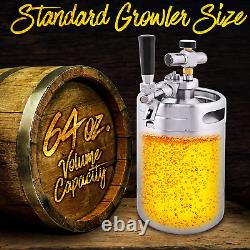 Double Walled System-64Oz Stainless Steel Growler Tap Portable Mini Keg Dispense