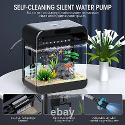 Fish Tank Aquarium 2.2 Gallon with Adjustable 3 Color Lighting Self Cleaning 3 i