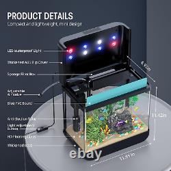 Fish Tank Aquarium 2.2 Gallon with Adjustable 3 Color Lighting Self Cleaning 3 i