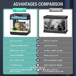 Fish Tank Aquarium 2.2 Gallon with Adjustable 3 Color Lighting Self Cleaning 3 i