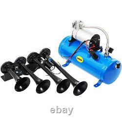 VEVOR Air Compressor 4 Trumpet With 6 Liter Tank 12V Train Air Horn Kit 150PSI