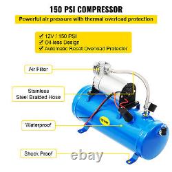 VEVOR Air Compressor 4 Trumpet With 6 Liter Tank 12V Train Air Horn Kit 150PSI