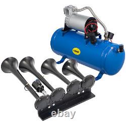 VEVOR Air Compressor 4 Trumpet With 6 Liter Tank 12V Train Air Horn Kit 150PSI