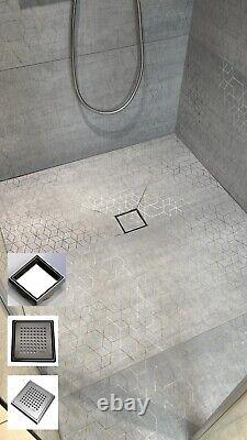Wet Room Shower Tray Floor Walk In Stone Base, Kit & Tiled Waste 850x850x22mm